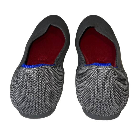 Rothys Birdseye Round Toe Charcoal Gray Pebble Flats Size 8W - Picture 5 of 10